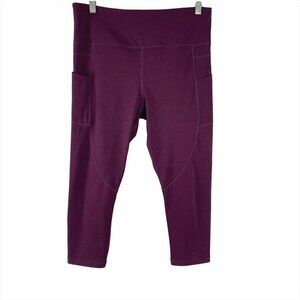 Zyia‎ Active Crop Leggings Burgundy Polyester Blend Women's Size 14-16